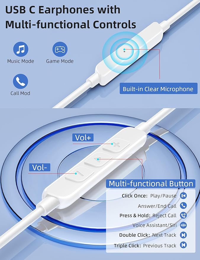 USB Type C Headphone Open Ear Adjustable Over Ear Hook Headset Corded Earphone - Image 4
