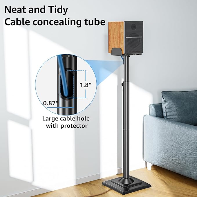 MOUNTUP Universal Speakers Stands Pair 34" to 43.3" Height Adjustable Holds - Image 5