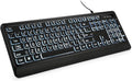 KOPJIPPOM Large Print Backlit Keyboard, USB Wired Computer Keyboard, Full Size by KOPJIPPOM