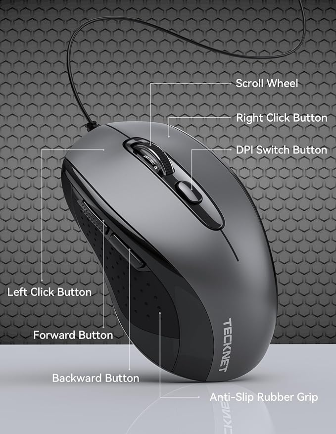 TECKNET Computer Wired Mouse, USB Mice - Image 7