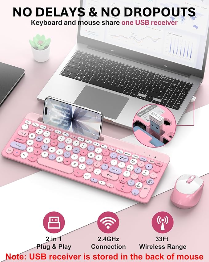 Colorful Wireless Keyboard and Mouse Combo - Image 3