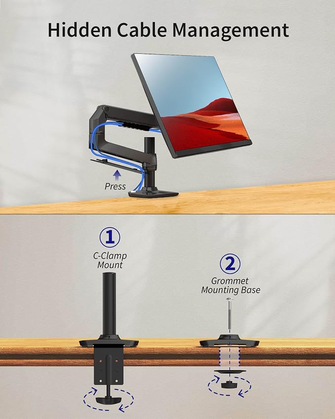 Single Monitor Arm Desk Mount, Holds Screens up to 40 Inches and 25 lbs - Image 5