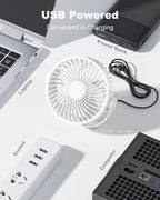 USB Desk Fan, 5 Inch Mini Portable, 3 Speeds Strong Airflow Personal Desktop - Image 4