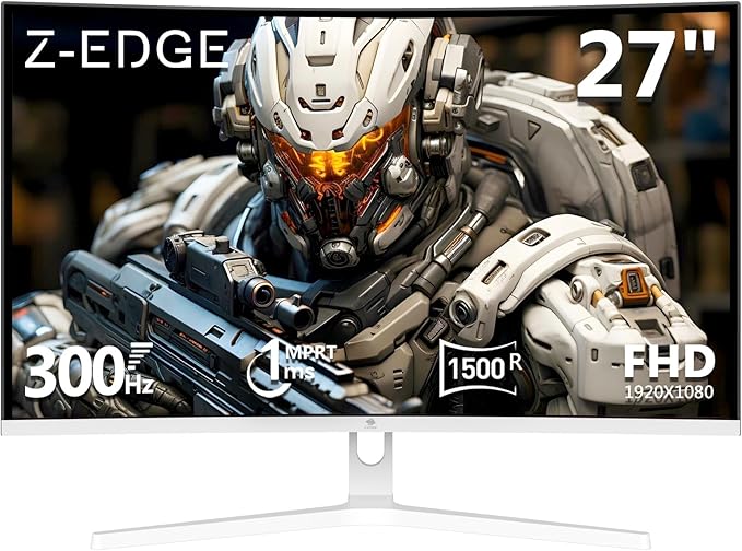 Z Z-EDGE 27 inch Curved Gaming Monitor, FHD 1080P 300Hz 240Hz Computer Monitor by ZZ-EDGE