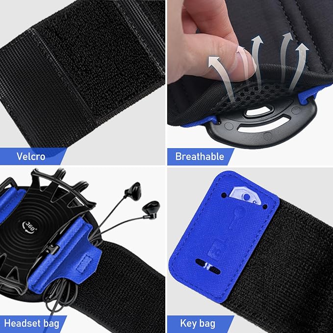 Running Phone Holder Wristband, Forearm Armbands 360° Rotatable & Detachable - Image 6