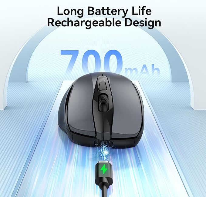 TECKNET Rechargeable Jiggler Wireless Mouse 4800 DPI Silent USB A & Bluetooth - Image 5