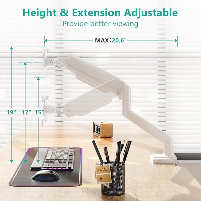 WALI Single Monitor Arm Mount Stand, Adjustable Gas Spring Arm Monitor Mount - Image 4
