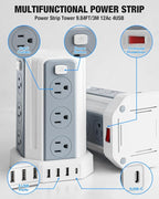 Power Strip Surge Protector, 10 Ft Extension Cord - Image 6