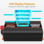 3000 Watt Pure Sine Wave Power Inverter 12V DC to 110V 120V Converter - Image 2