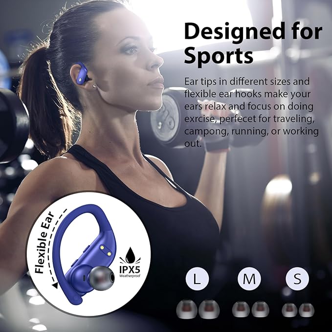 bmanl Wireless Earbuds Bluetooth Headphones 48hrs Play Back Sport Earphones - Image 6