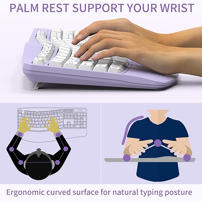 Ergonomic Wireless Keyboard and Mouse Combo, Wave Keys Keyboard - Image 3