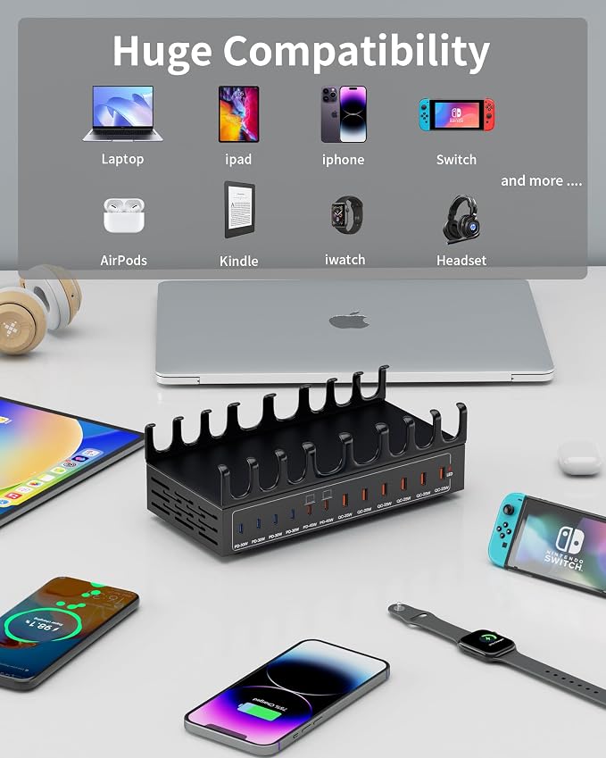 360W Charging Station for Multiple Devices, 12-Port USB C Charging Station - Image 5