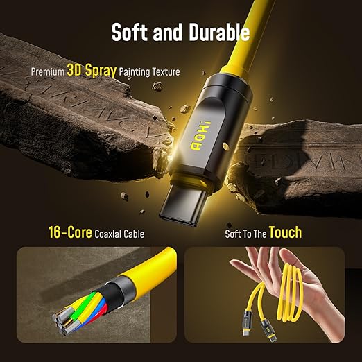 AOHI USB4 2.0 Cable 6.6ft with 240W PD3.1 Fast Charging, 80Gbps Data Transfer - Image 6