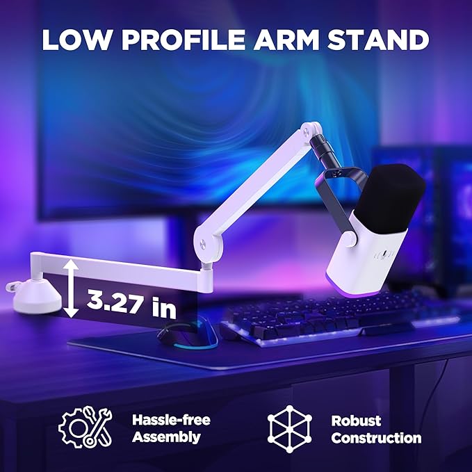 InnoGear Low Profile Mic Arm, 360° Rotatable Microphone Boom Arm Mic Stand - Image 2