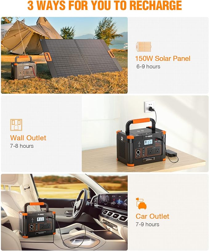 Portable Power Station 1000W, GRECELL 999Wh Solar Generator - Image 8