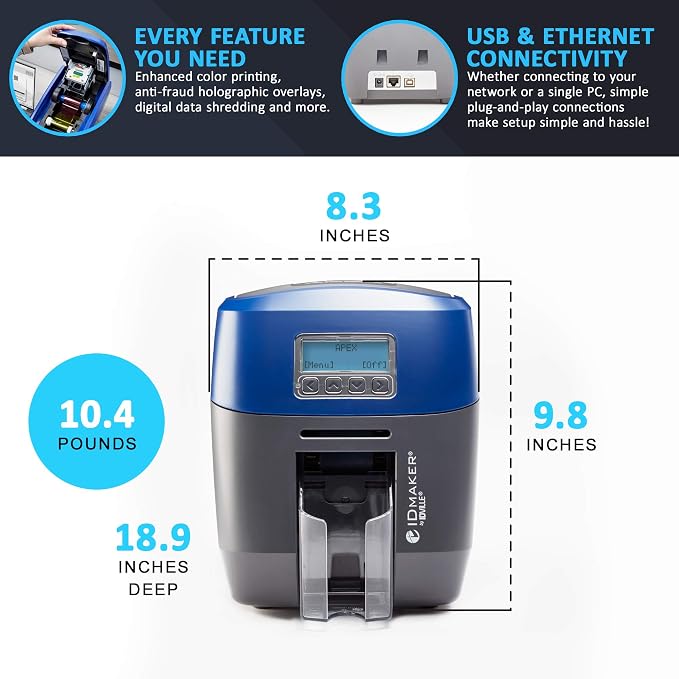 ID Maker Apex 2 Sided Card Printer Machine & Supply Kit - Image 2