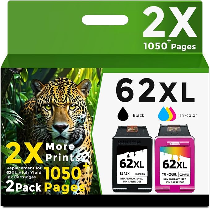 62XL Ink Cartridges Black and Color Replacement by Ubinki