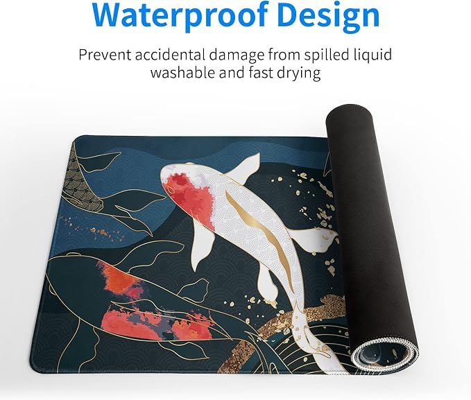 Fish Art Mouse Pad 31.5x11.8 Inch Japanese Gaming Full Desk Mousepad Extended - Image 4
