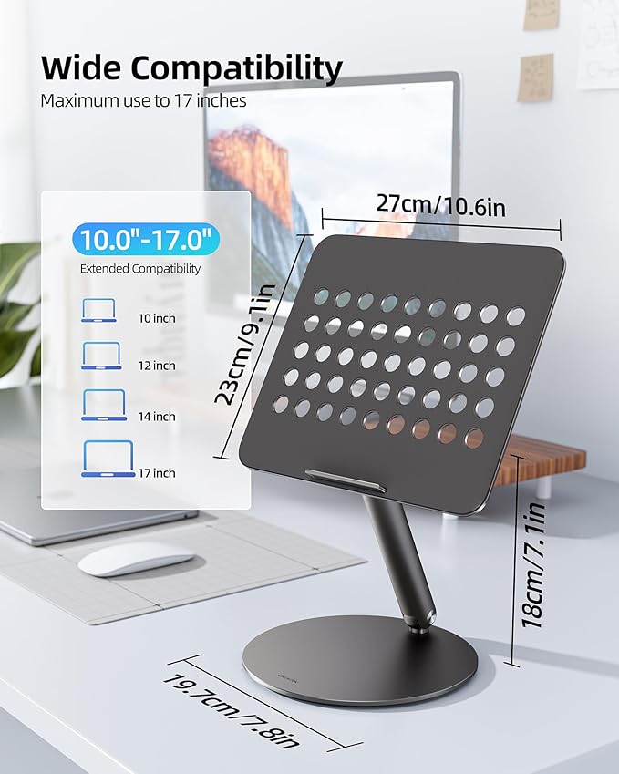 LULULOOK Laptop Stand for Desk, Full Aluminum Computer Stand, 360 Rotating - Image 8