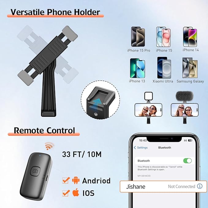 70" Phone Tripod & Selfie Stick, Extendable Tripod - Image 4