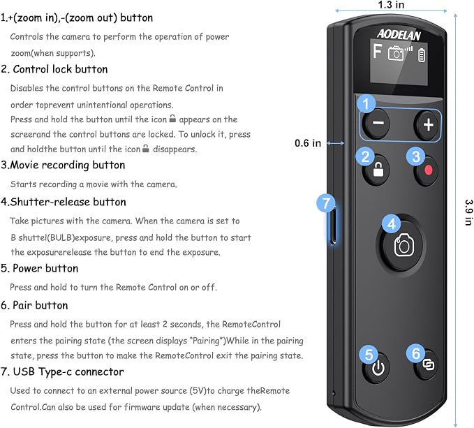 for Fuji Camera Rechargeable Shutter Release, AODELAN Wireless Remote Control - Image 7