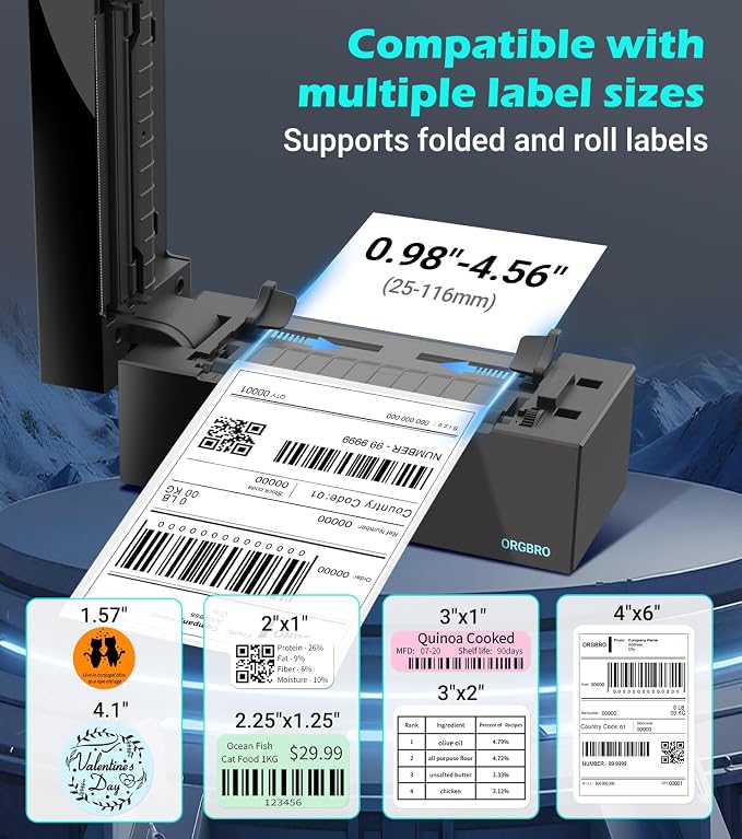 ORGBRO Bluetooth Thermal Shipping Label Printer, Z1-Plus Wireless 4X6 Shipping - Image 4