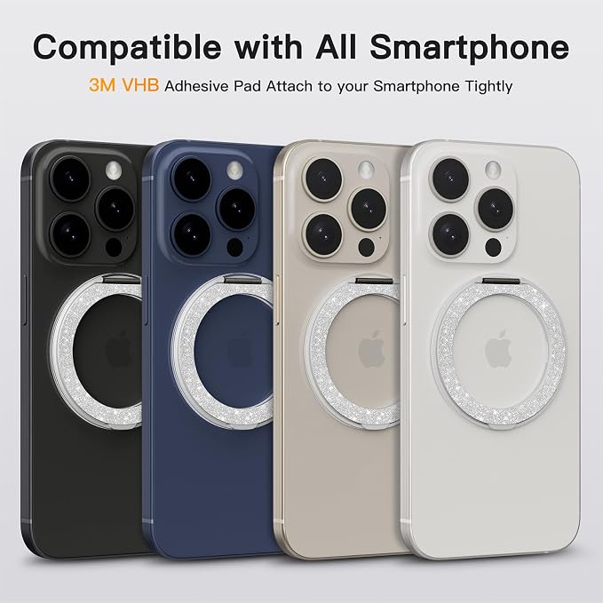 COOLQO 1Pc 360 Spin Cell Grip Ring Phone Stand Magnetic Holders - Image 2