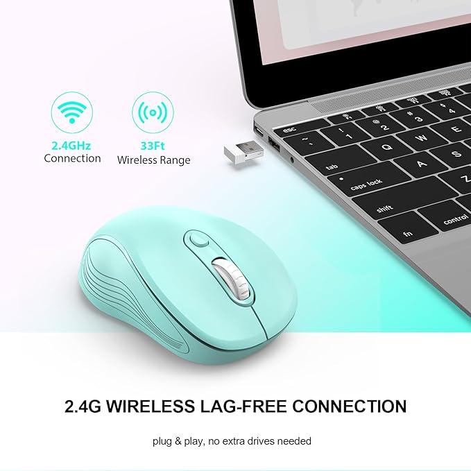 WisFox 2.4G Wireless Mouse for Laptop, Ergonomic Computer Mouse - Image 2