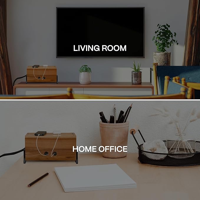 Extra Large Cable Management Box, Wood Cord Hider Box & Organizer - Image 6