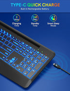 Wireless Keyboard with 7 Colored Backlits, Wrist Rest, Phone Holder, - Image 4