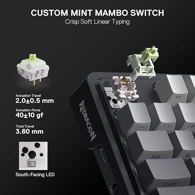 Redragon K743 PRO GB 80% Gasket RGB Gaming Keyboard w/Hype 1.14’’ TFT Screen & - Image 5