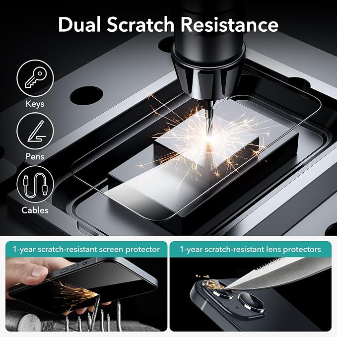 ESR 3+2 Pack for iPhone 15 Plus Screen Protector, 3 Black Edge Tempered-Glass - Image 6