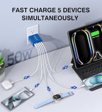 50W USB C Fast Charger Cube, 2 Pack PD+QC Charging Block Power Adapter 5 Port - Image 4