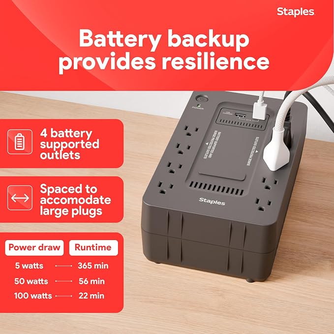 Staples TECH 650VA UPS Battery Backup - Image 4