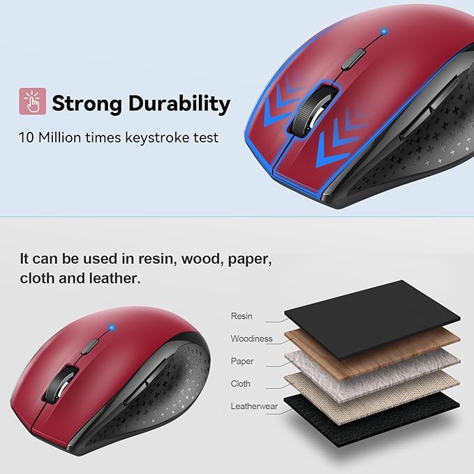 TECKNET Bluetooth Mouse, 4800 DPI Wireless Mouse, 2-Year Battery 6 Adjustable - Image 5