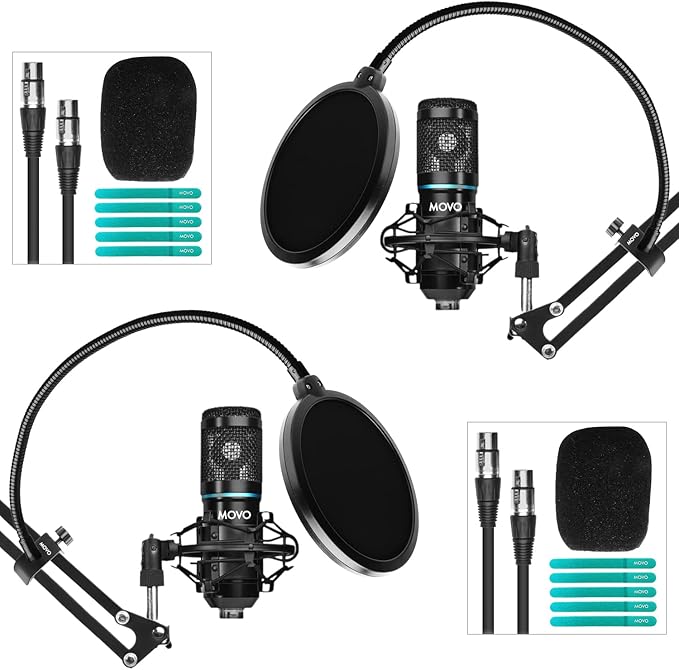 Movo PodPak2A 2-Pack Universal Cardioid Condenser Microphone Kit by Movo