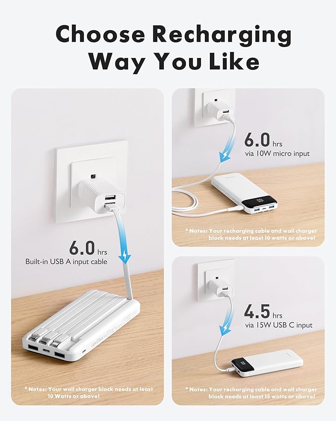 Charmast Portable Charger with Built in Cables, Power Bank with Cords Wires - Image 4