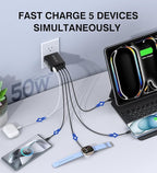 USB C Wall Charger, 50W Type C Charger Block 5-Port Fast Charging Blocks - Image 2