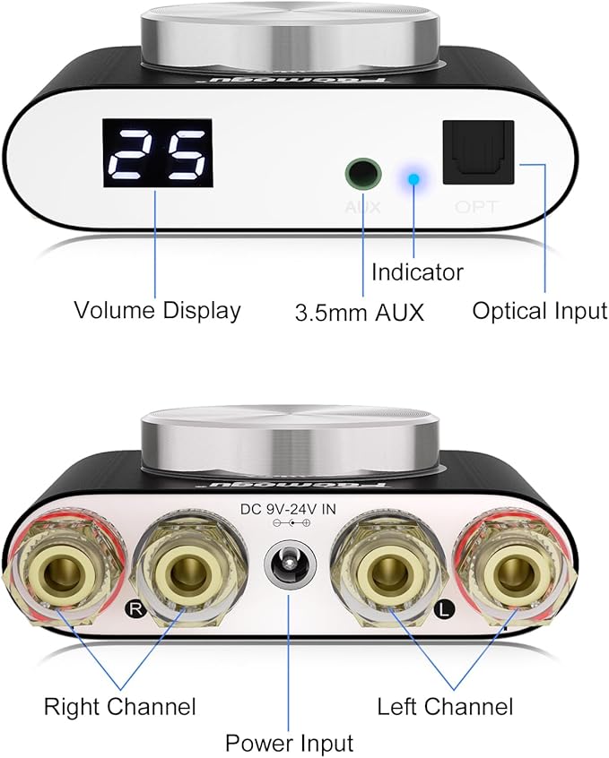 Facmogu M6 200W Mini Bluetooth 5.0 Audio Power Amplifier, 100Wx2 Dual Channel - Image 4