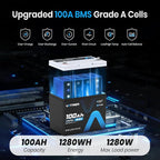 12V 100Ah Group 24 Lithium Deep Cycle Battery, 100A BMS Rechargeable LiFePO4 - Image 3