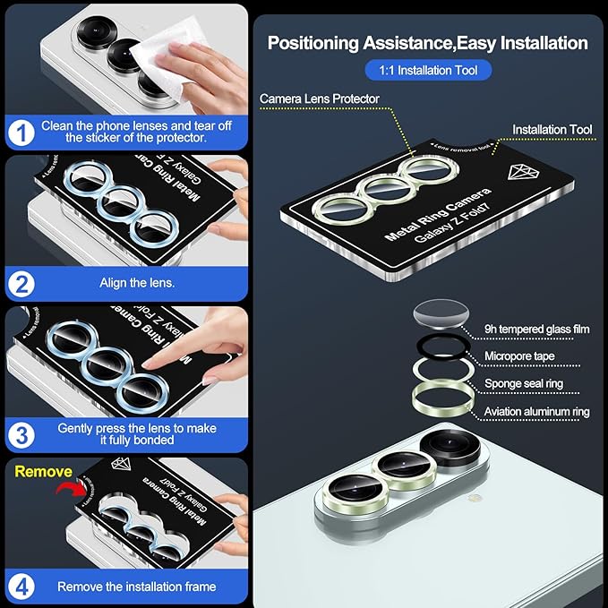 for Samsung Galaxy Z Fold 7 Camera Lens Protector, Individual Metal Ring - Image 6