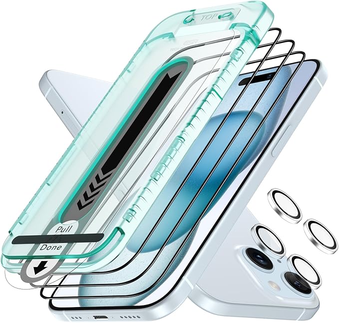 ESR 3+2 Pack for iPhone 15 Plus Screen Protector, Full Coverage Ultra-tough by ESR