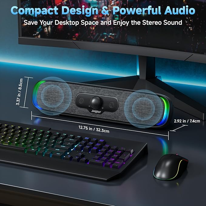 SOULION R200 Bluetooth Computer Speakers, Compact PC Speakers, USB C/USB Plug & - Image 3