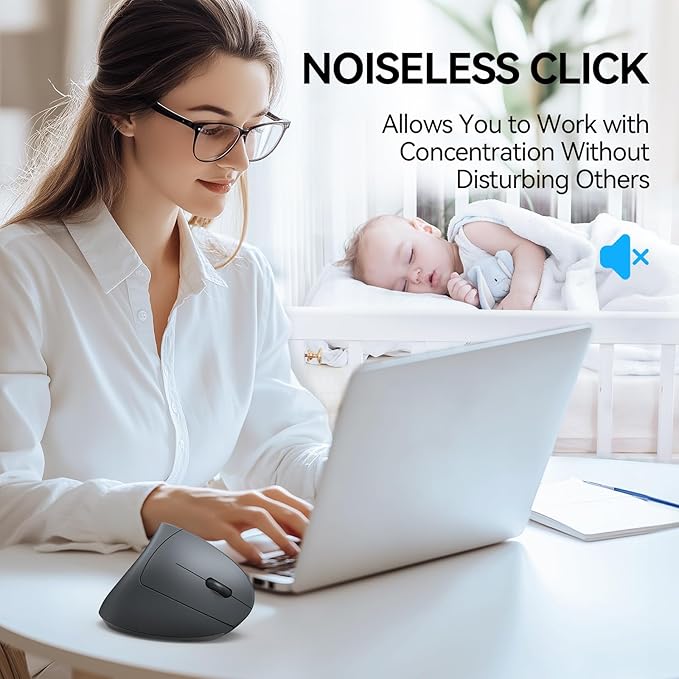TECKNET Ergonomic Mouse, Wireless Bluetooth Vertical Mouse, 4800 DPI Optical - Image 6