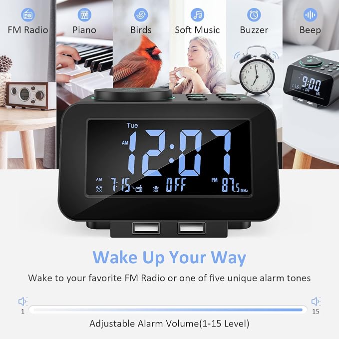 uscce Digital Dual Alarm Clock Radio - Image 6