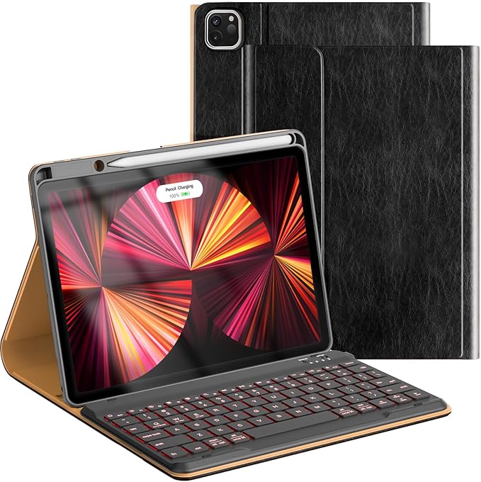 Leather Keyboard Case for iPad Air 5th 4th Generation 10.9 inch Pro 11 by OPAKIT