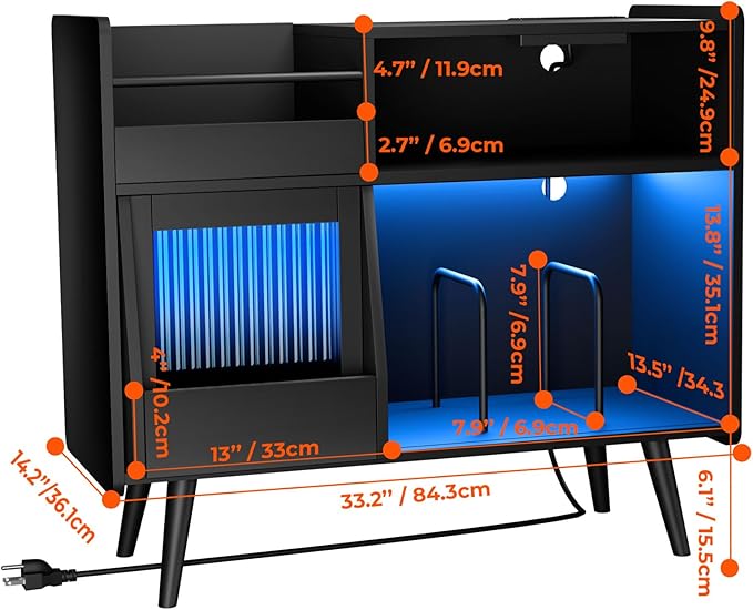 Large Record Player Stand with Sliding Door, 350 Vinyl Record Storage Cabinet - Image 2