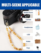 Handmade Natural Gemstone Beaded Charm Cell Phone Camera Lanyard, Wrist Strap - Image 5