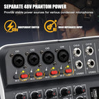 Audio Mixer, TKLBLS Studio Audio Sound Mixer Board, 6 Channel Unpowered - Image 3