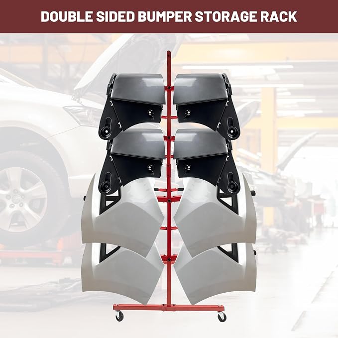 Mobile Bumper Storage Rack, 8 Pairs of Arms Double Sided Bumper Stand - Image 6